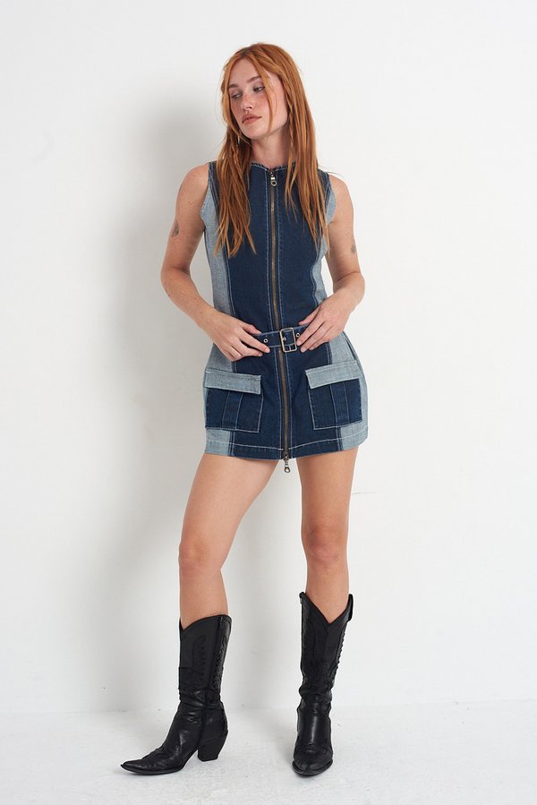 HOSE DRESS - Denim dress - indigo3