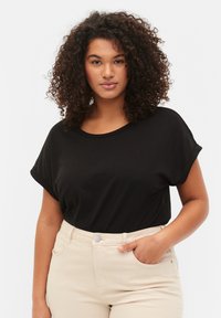 Zizzi - SHORT SLEEVED BLEND - T-Shirt basic - black Thumbnail-Bild 1