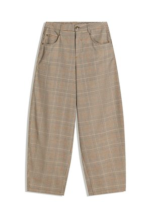 CHECKED BARREL-LEG - Nadrágok - dark brown