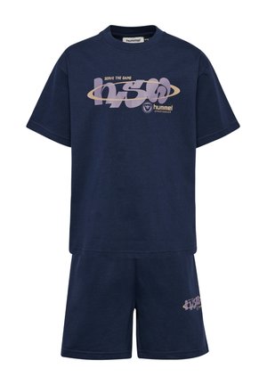 HMLJR SET HS GRAPHIC - Träningsbyxor - dress blues