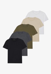 5 PACK - Jednoduché tričko - white/dark grey/black