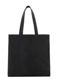 Geantă de pânză neagră cu două mânere rezistente, având o formă simplă, rectangulară și o textură netedă. Fără accesorii sau elemente vizibile.