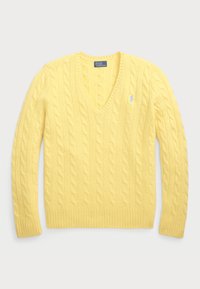 CABLE-KNIT WOOL-CASHMERE V-NECK JUMPER  - Trui - fall yellow
