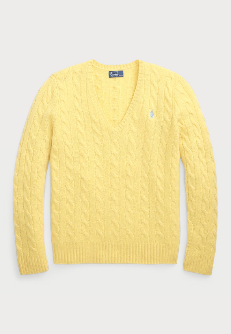 Polo Ralph Lauren CABLE-KNIT WOOL-CASHMERE V-NECK SWEATER - Svetrík - fall yellow