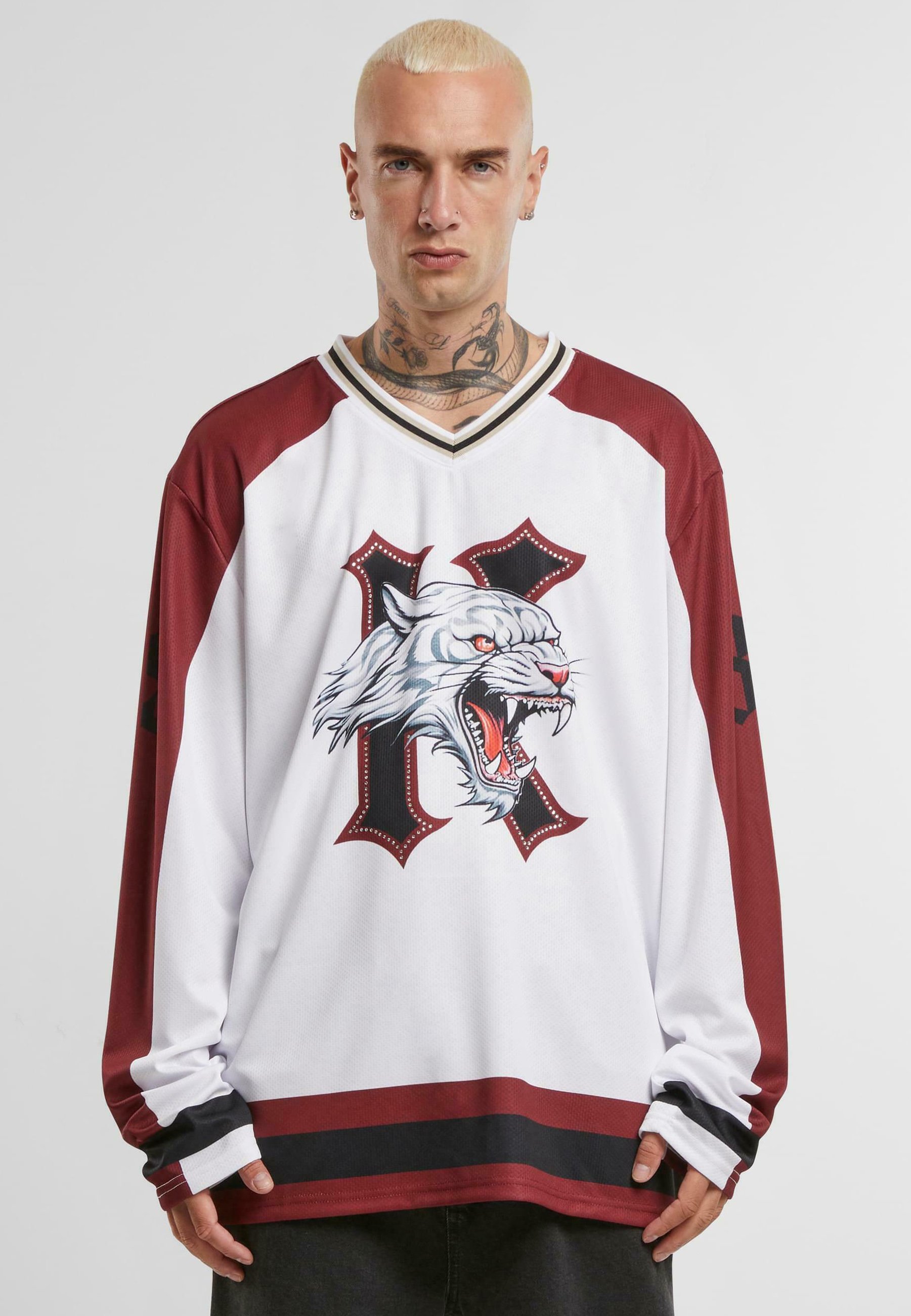 Karl Kani ICEHOCKEY - Long sleeved top - darkred white/dark