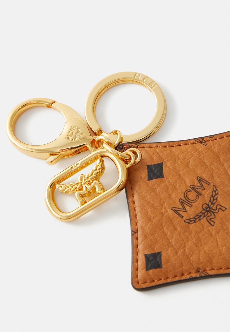 MCM Cognac Logo Leather Key & Card Holder with Gold Hardware Mcm Aren Visetos Card Case - Cognac | Editorialist main image 4