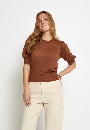 LIVA PUFF SLEEVE - Základné tričko - desert sand metal