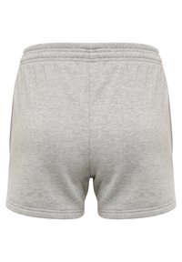 Graue Baumwollshorts mit einem elastischen Bund, die eine glatte Textur und ein einfaches Design aufweisen. Die Rückansicht zeigt keine Taschen oder zusätzliche Details.