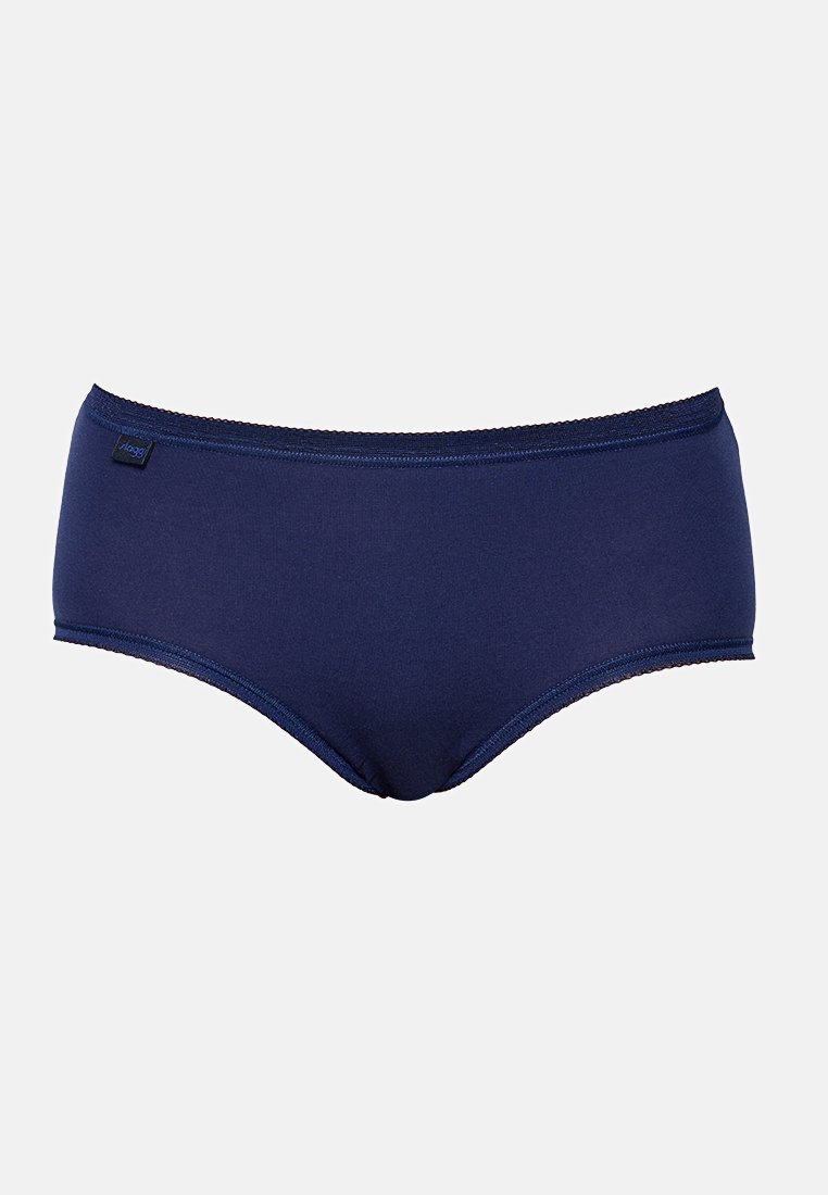Niebieskie slipy w stylu briefs wykonane z gładkiego materiału. Charakteryzują się klasycznym krojem, elastycznym paskiem w talii i minimalnymi szwami.