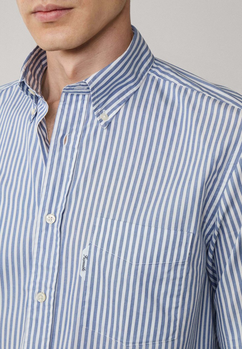 Chemise Faconnable 100% Coton Rayée Bleue - Taille 18.5 (9-18.5L) - Made In USA, Occasion Très Bon état
