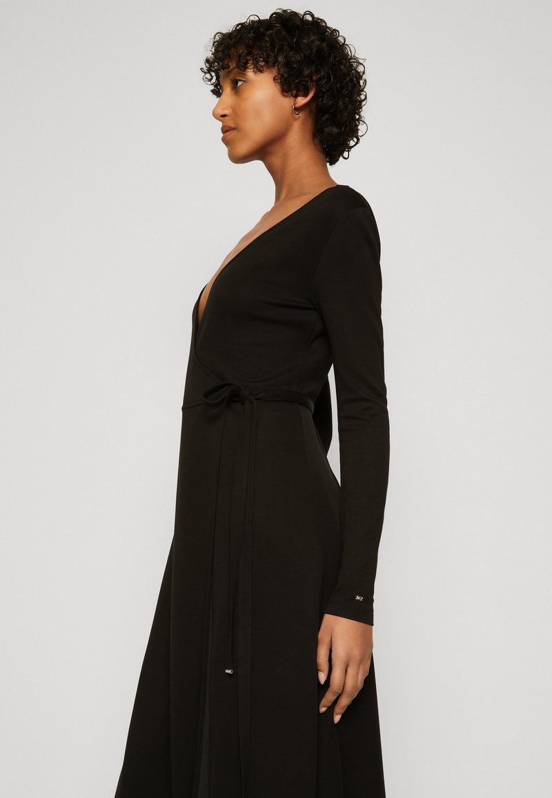 Tommy Hilfiger WRAP MIDI DRESS - Jersey dress - black - Zalando.co.uk