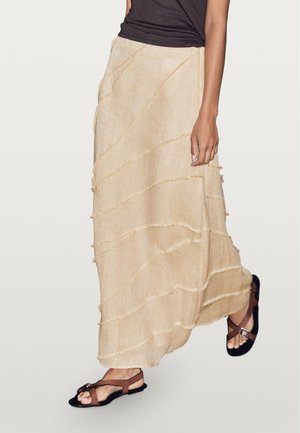 MIDI WITH PATCHWORK DETAIL - Jupe longue - yellow