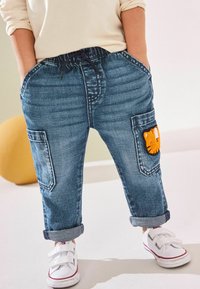 Next UTILITY - Jeans a sigaretta - mid blue denim with tiger