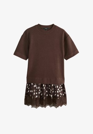 Next, TALL FIT - 2-IN-1 SOFT TOUCH SHORT SLEEVE JUMPER LACE SKIRT . - Robe pull - chocolate brown