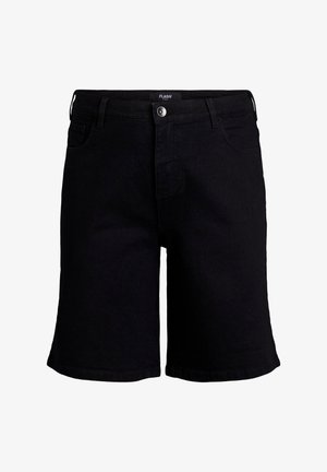 Čierne riflové šortky s piatimi vreckami, s gombíkovým zapínaním a rovým strihom. Vyrobené z pevnej bavlnenej tkaniny.