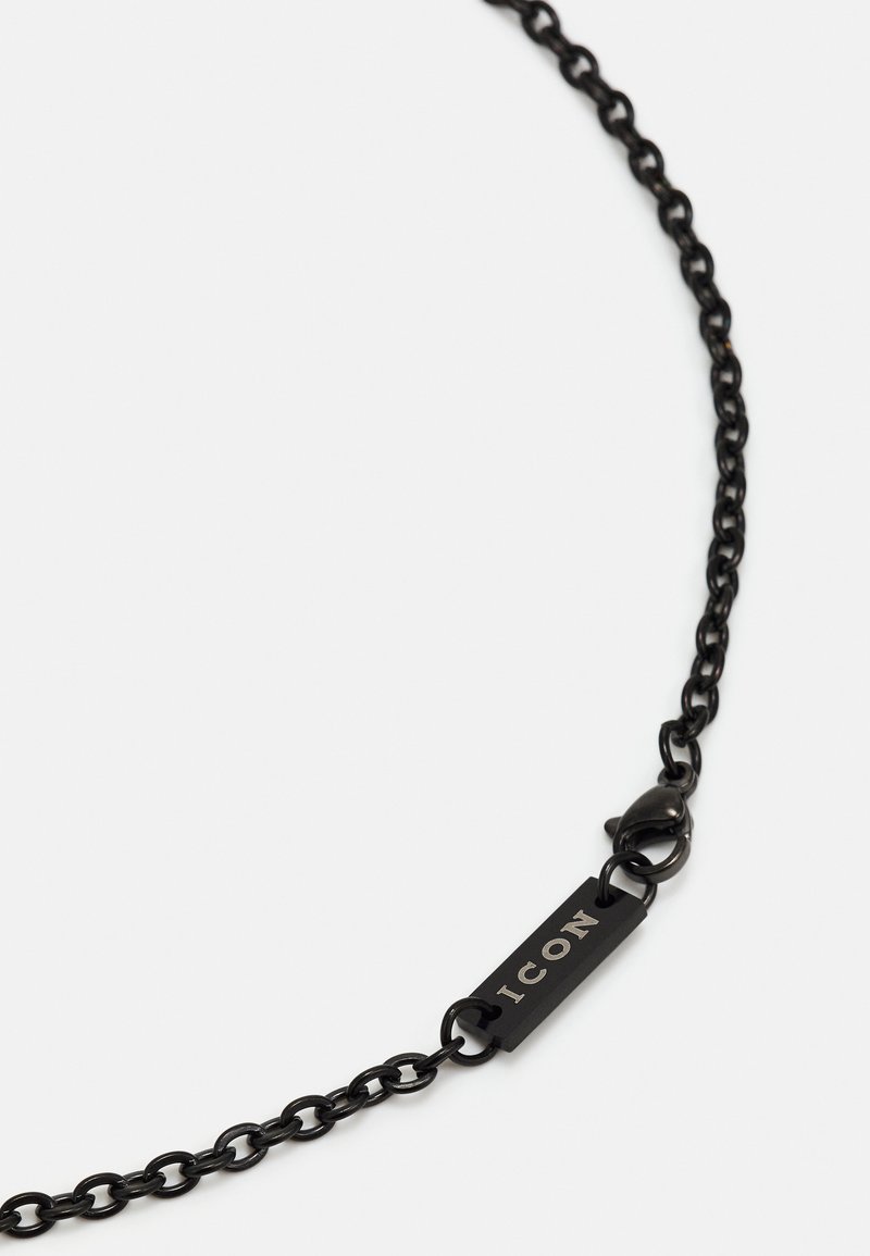 Herren Halsketten | Icon Brand ROSS PENDANT NECKLACE Halskette black/silver-coloured/schwarz - HE54887 Herren Halsketten | Icon Brand ROSS PENDANT NECKLACE Halskette black/silver-coloured/schwarz - HE54887
