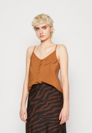 Vero Moda VMQUEENY SINGLET V NECK - Μπλούζα - toffee