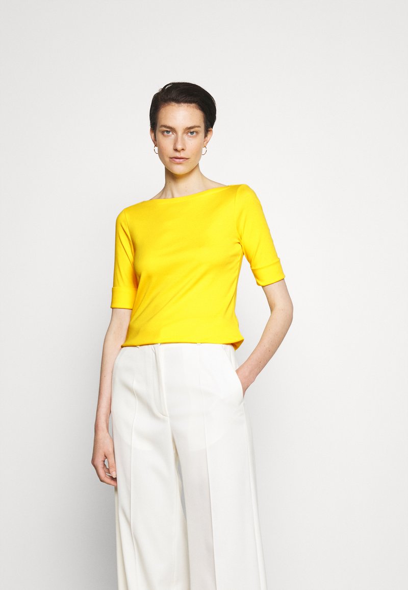 Lauren Ralph Lauren STRETCH COTTON BOATNECK TEE - T-shirt básica - lemon rind