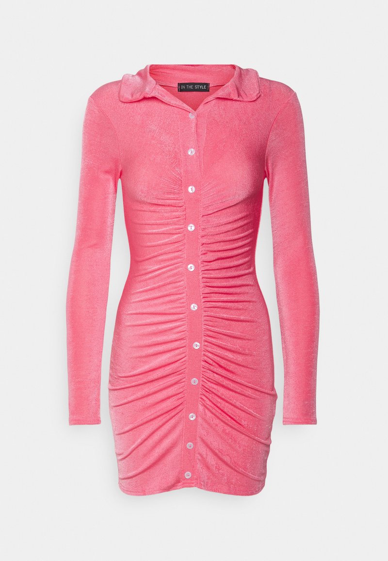 Damen Kleider | IN THE STYLE LIBERTY SLINKY BUTTON DOWN RUCHED MINI DRESSJerseykleidpink - EF20408 Damen Kleider | IN THE STYLE LIBERTY SLINKY BUTTON DOWN RUCHED MINI DRESSJerseykleidpink - EF20408