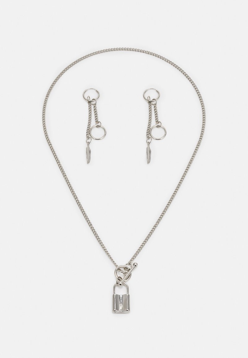 Vintage Supply NECKLACE EARRING UNISEX SET - Brincos - silver-coloured