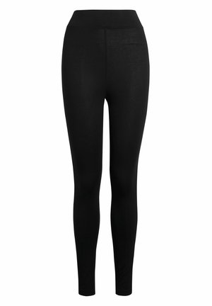 Leggings negre dintr-un material neted și elastic. Talie înaltă, fără cusături sau buzunare vizibile. Design ajustat, până la gleznă, cu un aspect elegant.