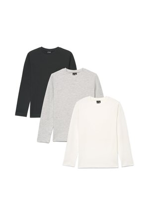 Terranova, T-SHIRT TINTA UNITA 3 PACK - Maglietta a manica lunga - grigio chiaro melange