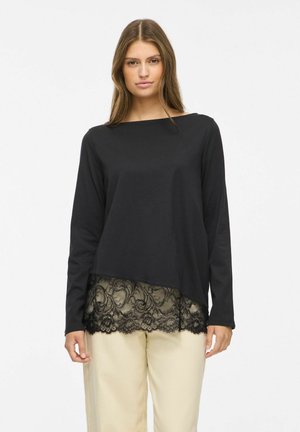 VILA, LONG SLEEVED TOP VISOLEIL LACE - Long-sleeved top - black