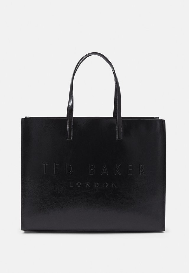 AEVACON CRINKLE PATENT EMBOSSED XHATCH ICON - Shopping Bag - black