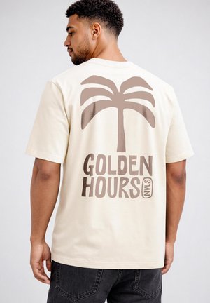Neverless, HERREN T-SHIRT - GOLDEN HOURS PALME - OVERSIZED RELAXED FIT - Print T-shirt - hell-beige