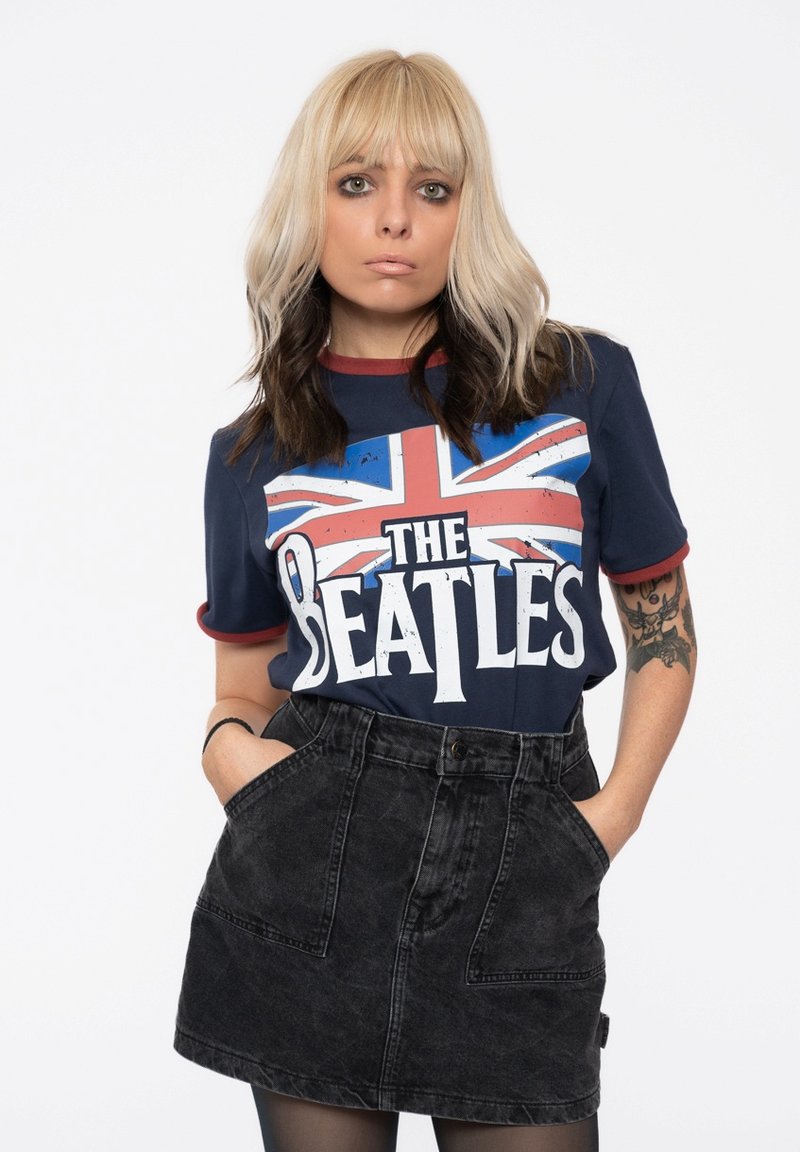 Paradiso Clothing THE BEATLES DROP T LOGO & VINTAGE FLAG RINGER - Print T-shirt - navy