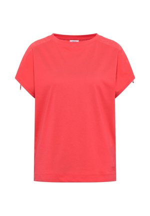 Cecil, T-SHIRT WITH RUCHING IN A SOLID COLOR - T-Shirt print - coral