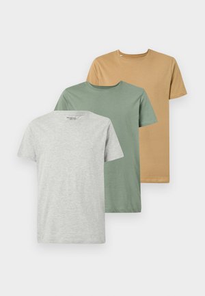 SLHCORMAC NECK TEE 3 PACK - Basic T-shirt - light grey/packsea spray/kelp