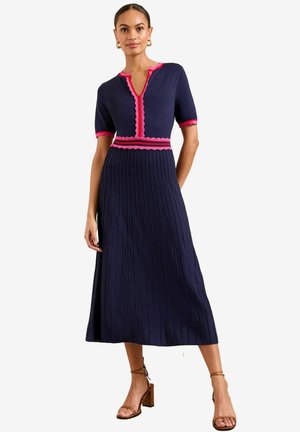SHORT SLEEVE MIDI  - Rochie tricotată - navy