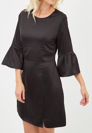 Outfitters Nation, VESTIDO SATINADO CON MANGA AFAROLADA Y CUELLO REDONDO - Vestido informal - black