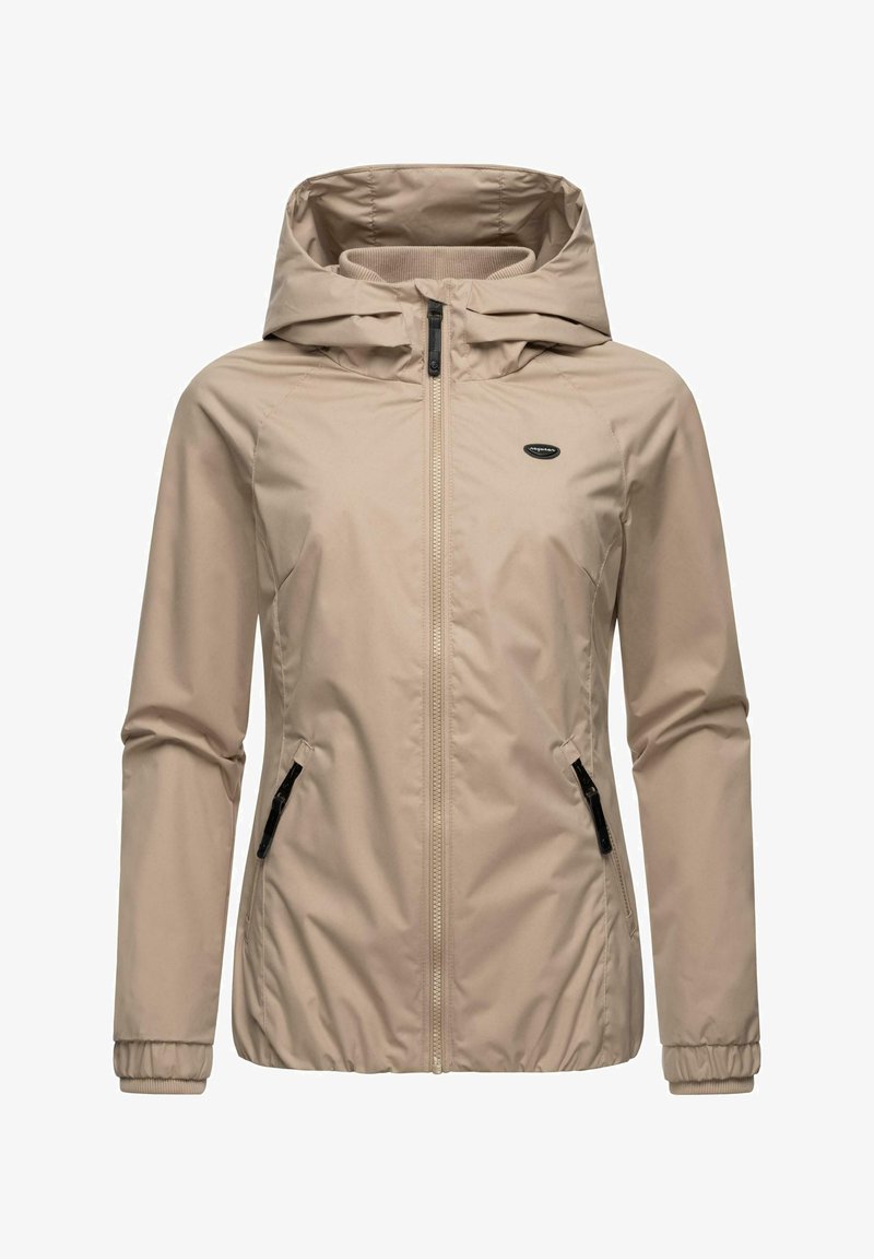 Beesidist kapuutsiga beež jakk, esiseasuksega ja kahe küljetaskuga. Valmistatud siledast, kergekaalulisest materjalist, millel on elastsed mansetid.