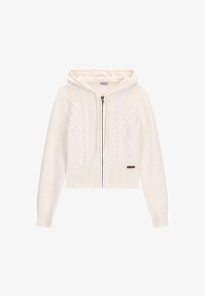 Guess, GJ LS CABLE HOODIE ZIPPED SWTR - Gilet - weiß