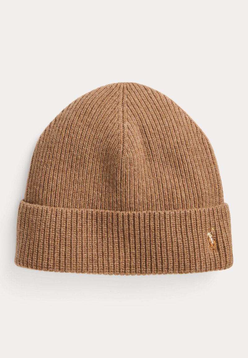 Polo Ralph Lauren SIGNATURE PONY WOOL BLEND BEANIE UNISEX - Adīta cepure - honey brown heather