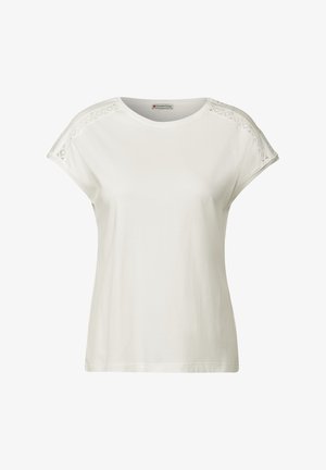 Street One, MIT HÄKELDETAILS - T-shirt con stampa - weiß