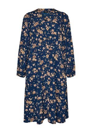 Zizzi, MIDIKLEID MIT SMOCK UND ZIERKNÖPFEN - Vapaa-ajan mekko - blau