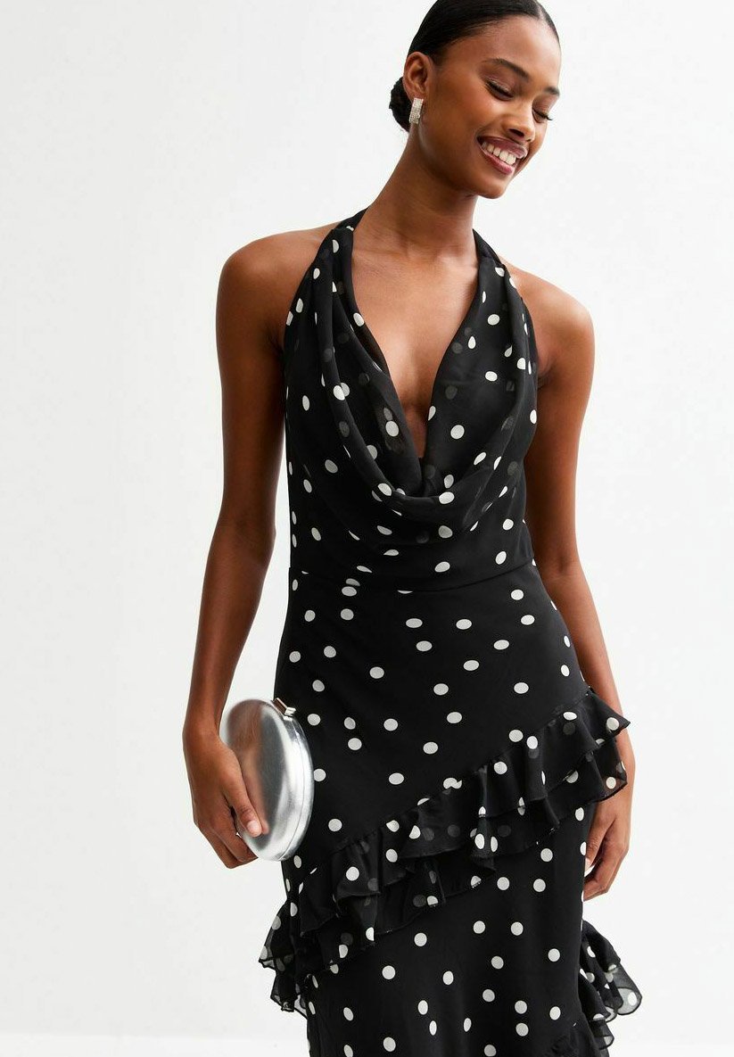 Marks & Spencer POLKA DOT SQUARE NECK RUCHED MIDAXI BODYCON