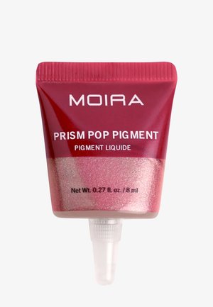 Tube Moira Prism Pop Pigment vloeibare make-up in glinsterend roze, 8 ml, met draaideksel.