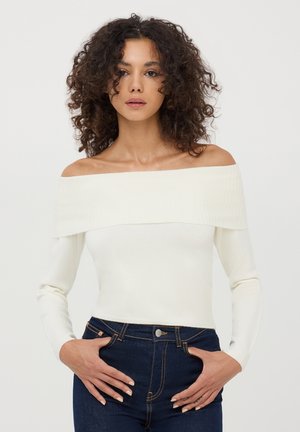 CON SCOLLO SHIFFER A UNITA - Maglione - bianco lana