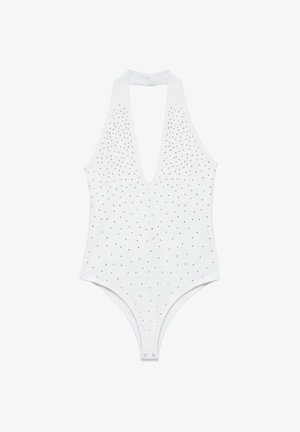 PULL&BEAR, RHINESTONE HALTER - BODYSUIT - Body - white