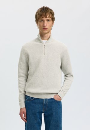Selected, SLMDANE HALF ZIP - Striktrøje - light grey melange
