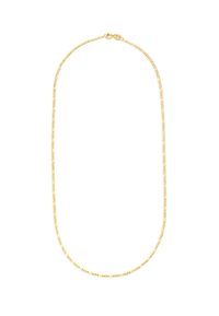 Goldfarbene Kettenhalskette mit strukturiertem Design, die langgestreckte Glieder und einen sicheren Karabinerverschluss aufweist.
