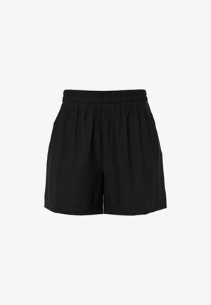 Short noir à taille élastique, coupe ample avec poches latérales, en tissu léger.
