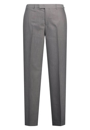 Grau maßgeschneiderte Hose aus strukturiertem Stoff, mit geradem Bein, mittlerem Bügel und normalem Bund.