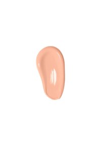 Ferskenfarvet creme i dråbeform, glat tekstur med subtil glans, lagt på en hvid baggrund.