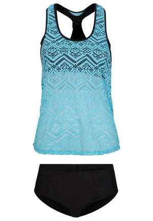 2-TLG. SET ANGESAGTER MIT STYLISHEM HÄKELMUSTE - Bikini - blau