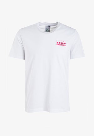 Diadora LIGHT YOUR FIRE - T-shirt con stampa - bianco ottico/rosa bietola